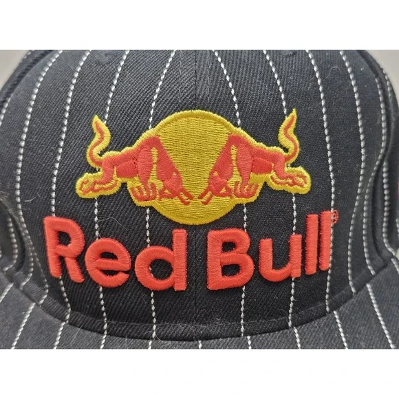 Red Bull New Era 59FIFTY Fitted Hat 7 1/2 Pinstripe Black Wool Cap MLB Style Hat